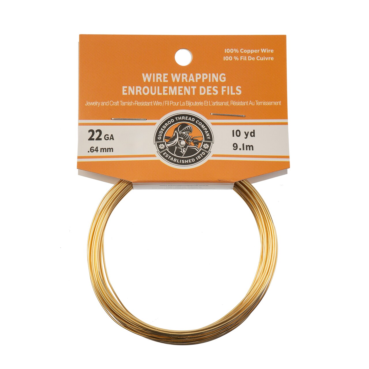 Gudebrod 22 Gauge Non-Tarnish Colored Copper Wire, 30ft. | Made in USA